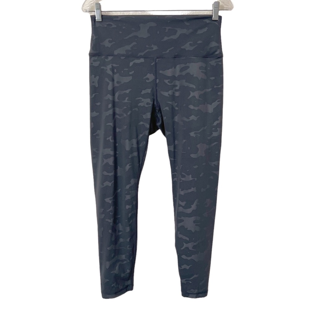 Zyia Active High Rise Legging Cropped Camouflage Dot Pattern Gray Womens 12